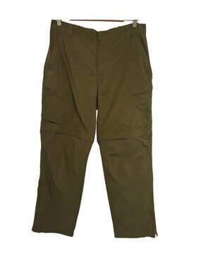 REI Co-Op Mens Convertible Hiking Pants 34W X 30L Olive Green Pockets Outdoors
